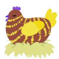 A russet and yellow chicken with a bar pattern