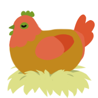 Cherry Tomato, a ochre and vermilion chicken with a head pattern