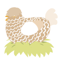 Buttercup, a beige and cream chicken with a lace pattern