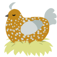 Crunchy Leaf, a ochre and silver chicken with a speckle pattern