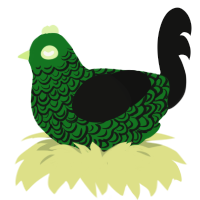 A leaf and black chicken with a double-lace pattern
