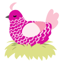 A fuchsia and rose chicken with a lace pattern