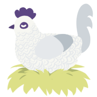 A white and mist chicken with a double-lace pattern