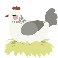 pending, a white and ash chicken with a neck-speckle pattern