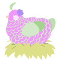 A lavender and gluppy chicken with a lace pattern