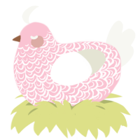 A rose and white chicken with a double-lace pattern