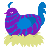 GetInto Hypnosis Mic, a violet and sapphire chicken with a bar pattern