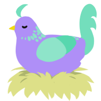 shermy, a lilac and mint chicken with a neck-speckle pattern