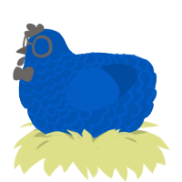 SeaMon, a ultramarine chicken with a lace pattern