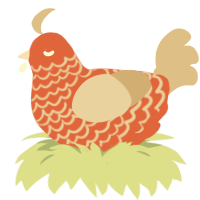 A vermilion and beige chicken with a lace pattern