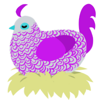 A mist and amethyst chicken with a double-lace pattern