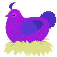 A amethyst and indigo chicken with a lace pattern