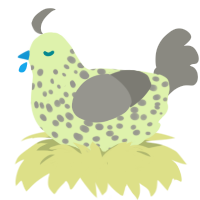 A apple and ash chicken with a speckle pattern