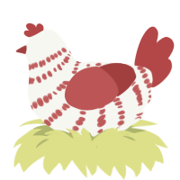 Piquant, a white and red chicken with a bar pattern