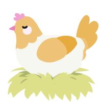 Scraps, a white and honey chicken with a head pattern