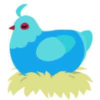 A sky and aqua chicken with a head pattern