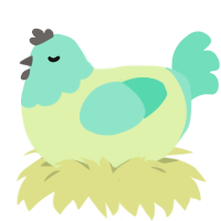 Unhappiest birthday, a apple and mint chicken with a head pattern