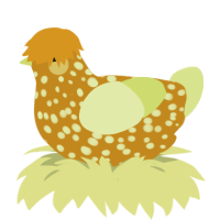 A ochre and lemon chicken with a speckle pattern