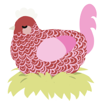 (unnamed), a red and pink chicken with a double-lace pattern
