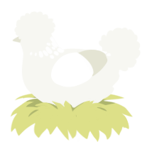 Snow Globe, a white chicken with a neck-speckle pattern