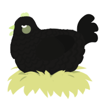 A sable and black chicken with a lace pattern