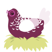 A maroon and pink chicken with a half-lace pattern