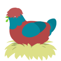 Green, a red and sea chicken with a head pattern