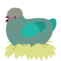 A ash and turquoise chicken with a lace pattern