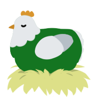 A leaf and mist chicken with a head pattern