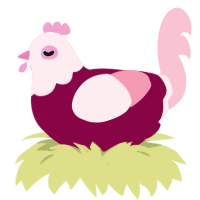 February, a maroon and rose chicken with a head pattern