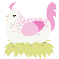 Really Like Pink, a white and pink chicken with a half-lace pattern
