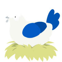 A white and ultramarine chicken