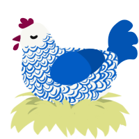 barisan sosialis, a white and ultramarine chicken with a double-lace pattern