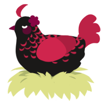 Wilardo, a sable and crimson chicken with a half-lace pattern