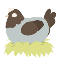 Taupe, a silver and bark chicken with a head pattern