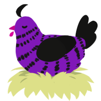 GetInto Hypnosis Mic, a violet and black chicken with a bar pattern