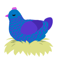 Epipelagic, a sapphire and indigo chicken with a lace pattern