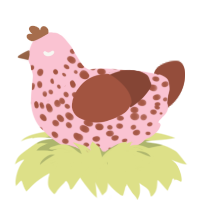 Parfait, a rose and russet chicken with a speckle pattern