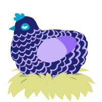 A navy and lilac chicken with a lace pattern