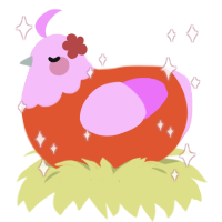 美玫莓, a vermilion and lavender chicken with a head pattern