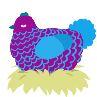 A plum and sky chicken with a lace pattern