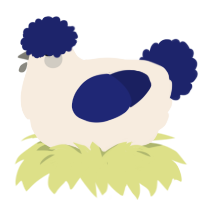 A cream and navy chicken