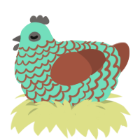 A mint and russet chicken with a lace pattern