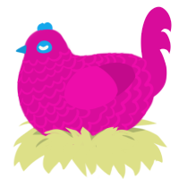 Breakfast, a fuchsia chicken with a lace pattern