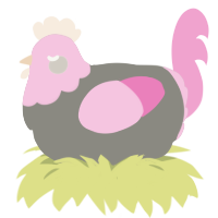 A ash and pink chicken with a head pattern