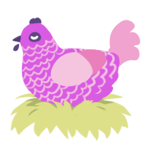 A orchid and pink chicken with a lace pattern
