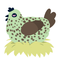 MS 06S Zaku II, a gluppy and bark chicken with a speckle pattern