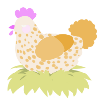 A cream and honey chicken with a speckle pattern