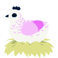A white and lavender chicken with a half-lace pattern