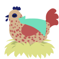 Sunflower, a beige and red chicken with a speckle pattern